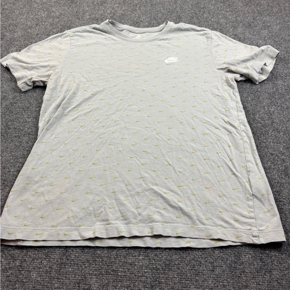 NIKE Women’s The Nike Tee Grey/Blue short sleeve shirt w/green swoosh - Medium - Picture 1 of 7